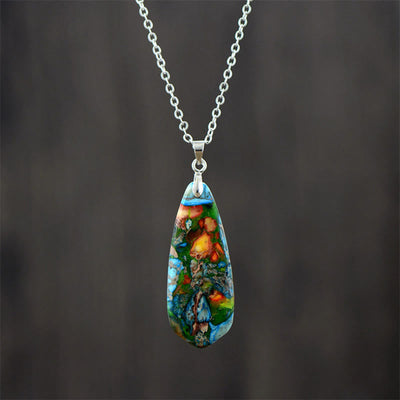 Buddha Stones Emperor Stone Happiness Necklaces Pendants - Blue Emperor Stone White Chain - image 5