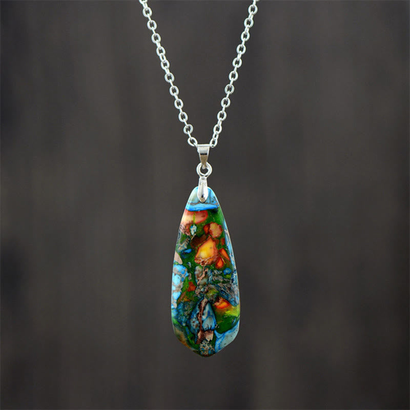 Buddha Stones Emperor Stone Happiness Necklaces Pendants - Blue Emperor Stone White Chain - image 5