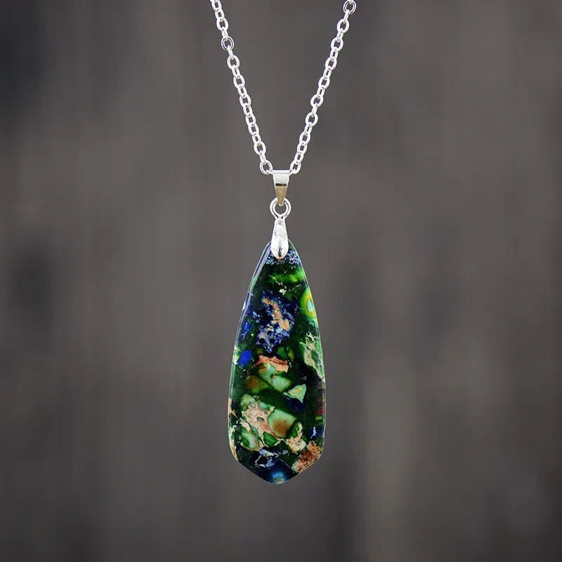 Buddha Stones Emperor Stone Happiness Necklaces Pendants - Dark Blue Emperor Stone White Chain - image 3