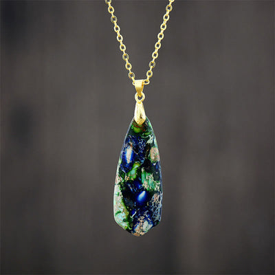 Buddha Stones Emperor Stone Happiness Necklaces Pendants - Dark Blue Emperor Stone Golden Chain - image 4