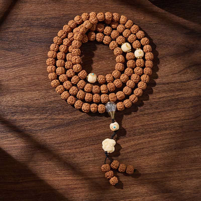 Buddha Stones Tibetan 108 Beads Bodhi Seed Three-eyed Dzi Bead Auspiciousness Mala - Quiet elegance - 10mm - image 15