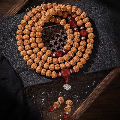 Buddha Stones Tibetan 108 Beads Bodhi Seed Three-eyed Dzi Bead Auspiciousness Mala - image 4
