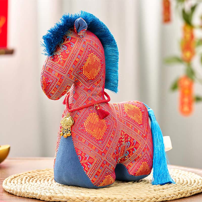 Buddha Stones Year Of The Horse Red String Embroidery Ingot Tassel Decoration - Red Horse - 25*20cm - image 3