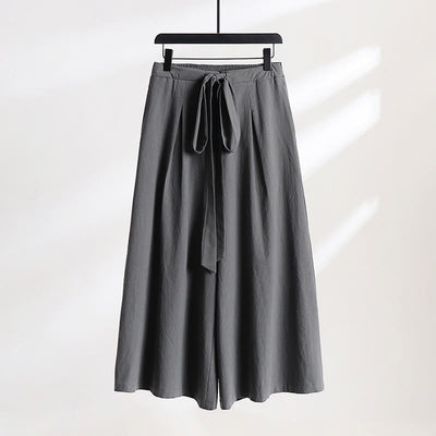 Buddha Stones 2Pcs Fall Lace-up Cotton Kimono Ankle-Length Wide Leg Pants With Pockets Men's Meditation Cloth Set - image 3