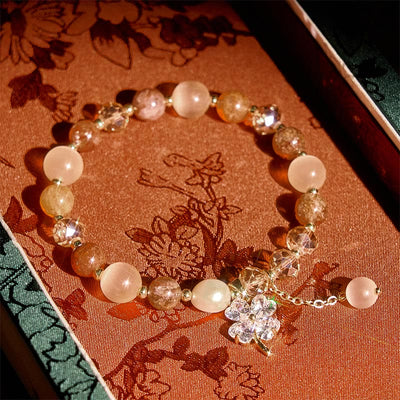 Buddha Stones Four Leaf Clover Amethyst Citrine Green Strawberry Quartz Rutilated Quartz Balance Bracelet - Rutilated Quartz(Wrist Circumference: 15-17cm) - image 18