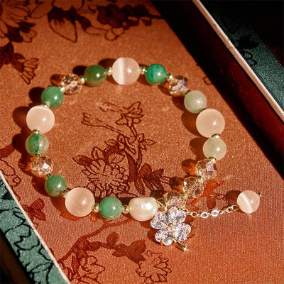 Buddha Stones Four Leaf Clover Amethyst Citrine Green Strawberry Quartz Rutilated Quartz Balance Bracelet - Green Strawberry Quartz(Wrist Circumference: 15-17cm) - image 13