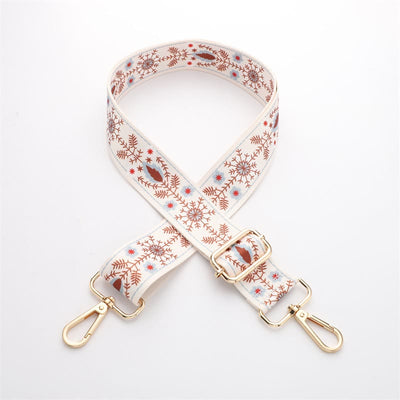 Buddha Stones Boho Flowers Leaves Geometric Jacquard Adjustable Handbags Crossbody Shoulder Bag Straps Replacement - Beige - 70-135cm*3.8cm - image 5