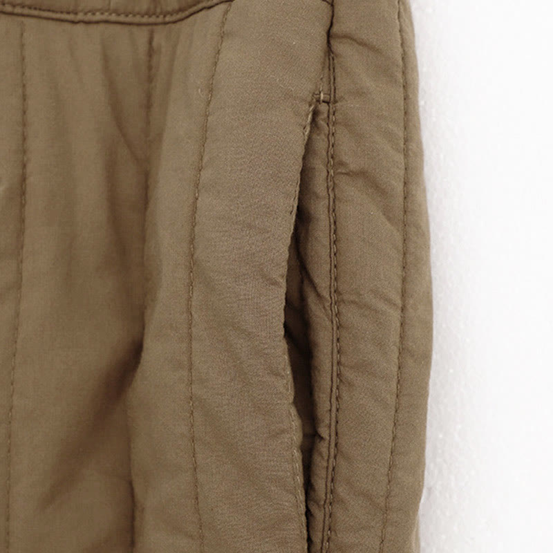 Buddha Stones Winter Plain Color Blocking Design Cotton Women's Harem Pants With Pockets - image 3