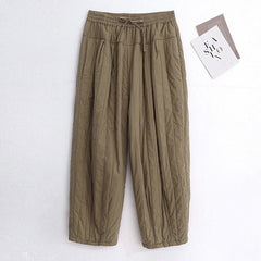 Buddha Stones Winter Plain Color Blocking Design Cotton Women's Harem Pants With Pockets - Tan - US8-10，UK/AU12-14，EU40-42 (2XL) - image 0