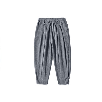 Buddha Stones Retro Men's Plain Fleece-Lined Corduroy Simple Design Harem Pants With Pockets - image 33