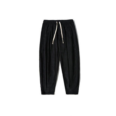 Buddha Stones Retro Men's Plain Fleece-Lined Corduroy Simple Design Harem Pants With Pockets - image 45