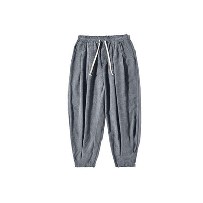 Buddha Stones Retro Men's Plain Fleece-Lined Corduroy Simple Design Harem Pants With Pockets - image 34