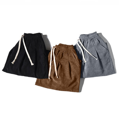 Buddha Stones Retro Men's Plain Fleece-Lined Corduroy Simple Design Harem Pants With Pockets - image 48