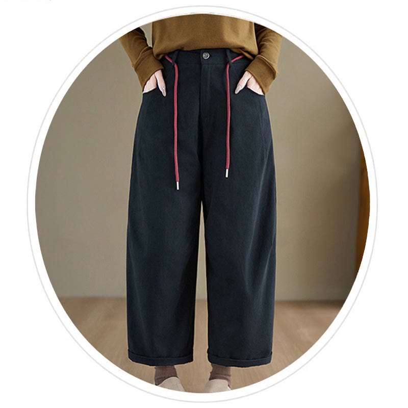 Buddha Stones Plain Cotton Casual Women's 7-8 Length Pants With Pockets - image 2