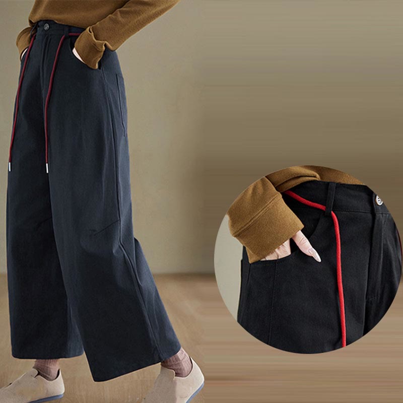 Buddha Stones Plain Cotton Casual Women's 7-8 Length Pants With Pockets - image 4