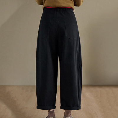 Buddha Stones Plain Cotton Casual Women's 7-8 Length Pants With Pockets - image 15