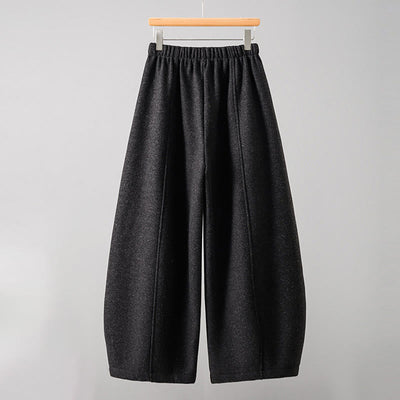 Buddha Stones Plain Cotton Lace-Up Design Thick Women's Pants With Pockets - image 1