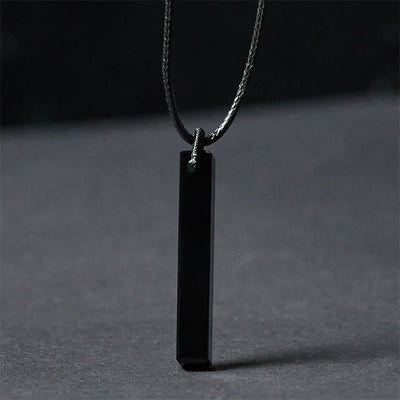 Buddha Stones Black Obsidian Blue Sandstone Transformation Necklace Pendant - Black Obsidian - image 0