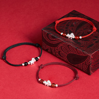 Buddha Stones 999 Sterling Silver Red Agate Year Of The Horse Prosperity String Bracelet - image 20