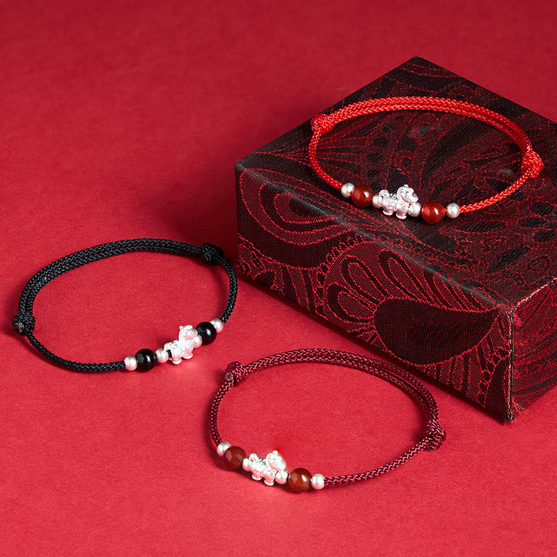 Buddha Stones 999 Sterling Silver Red Agate Year Of The Horse Prosperity String Bracelet - image 20