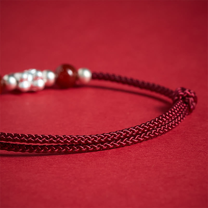 Buddha Stones 999 Sterling Silver Red Agate Year Of The Horse Prosperity String Bracelet - image 10