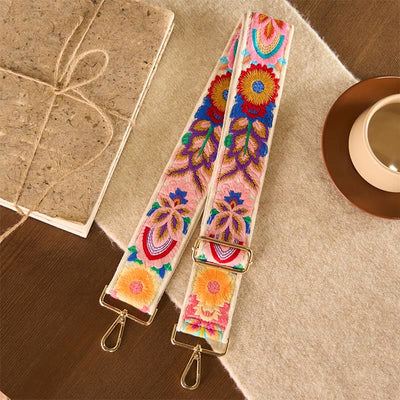 Buddha Stones Multicolor Sunflower Embroidery Adjustable Handbags Crossbody Shoulder Bag Straps - Beige - 75-135*5cm - image 10