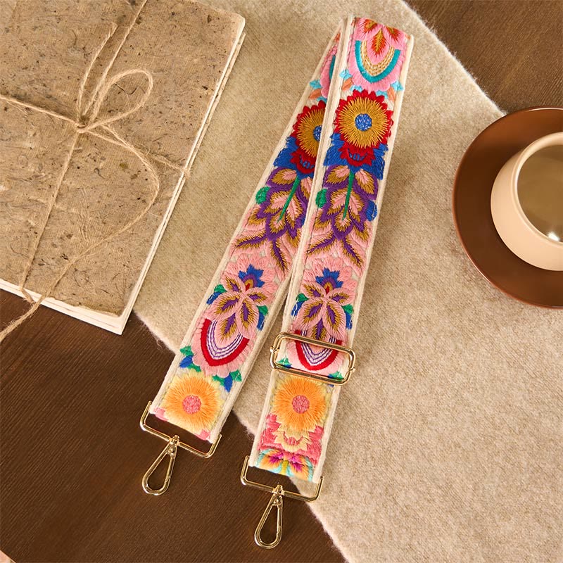 Buddha Stones Multicolor Sunflower Embroidery Adjustable Handbags Crossbody Shoulder Bag Straps - Beige - 75-135*5cm - image 10