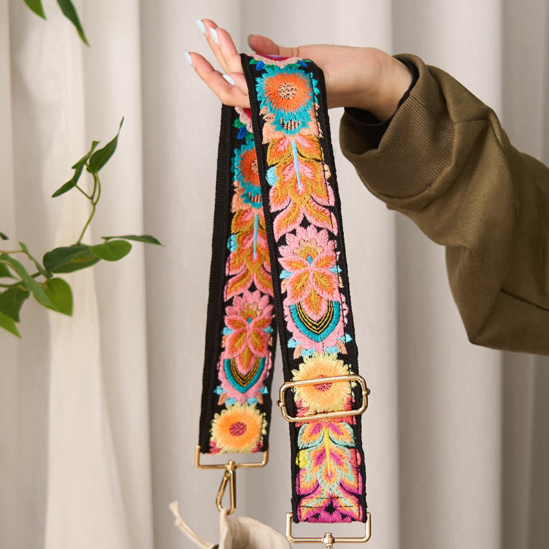 Buddha Stones Multicolor Sunflower Embroidery Adjustable Handbags Crossbody Shoulder Bag Straps - image 2