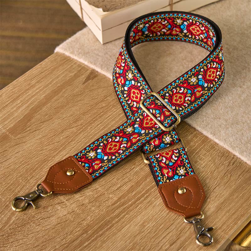 Buddha Stones Brown Black Safflower Jacquard Adjustable Handbags Crossbody Shoulder Bag Straps - image 2