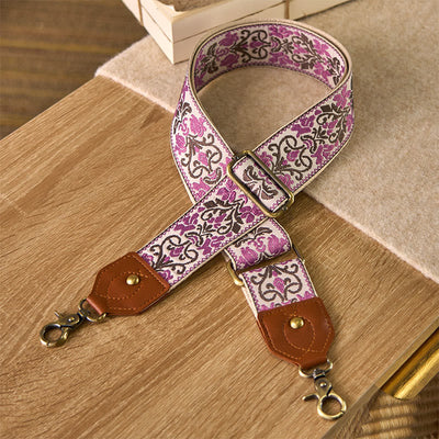 Buddha Stones Flower Geometric Embroidery Adjustable Handbags Crossbody Shoulder Bag Straps Replacement - Pink - 80-140cm*5cm - image 10