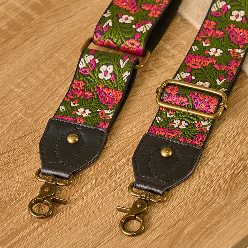 Buddha Stones Bohemian Rose Red Flower Green Leaves Embroidery Adjustable Handbags Crossbody Shoulder Bag Purse Straps Replacement - image 4