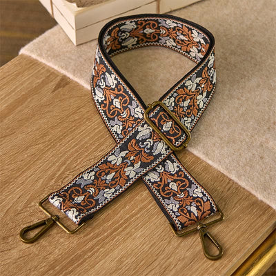 Buddha Stones Bohemian Brown Flower Vine Adjustable Handbags Crossbody Shoulder Bag Straps Replacement - Brown - 70-135cm*5cm - image 0