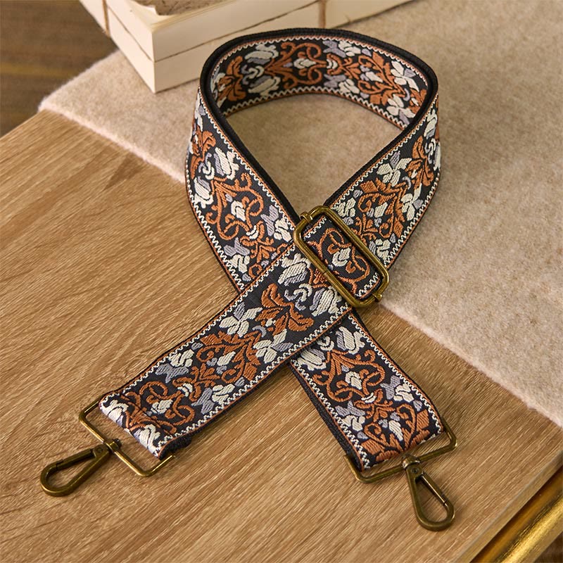 Buddha Stones Bohemian Brown Flower Vine Adjustable Handbags Crossbody Shoulder Bag Straps Replacement - Brown - 70-135cm*5cm - image 0