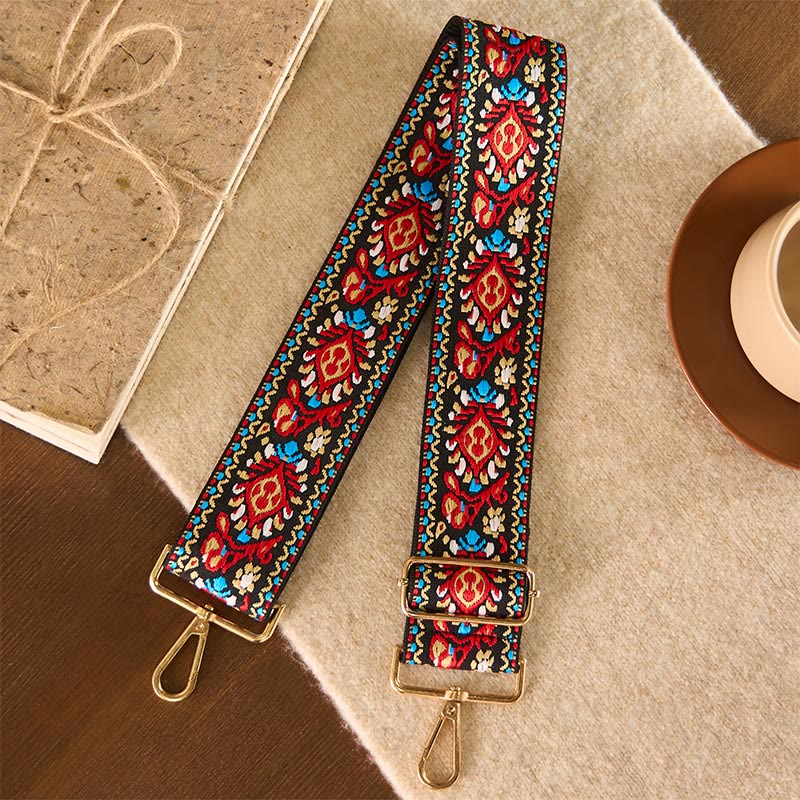 Buddha Stones Bohemian Flower Geometric Stripes Embroidery Adjustable Handbags Crossbody Shoulder Bag Purse Straps Replacement - Red 76-136cm*5cm - image 19