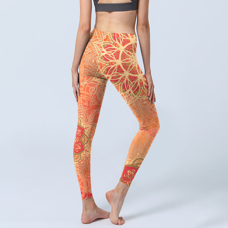 Buddha Stones Symmetrical Geometric Pattern Print Gym Leggings Women's Yoga Pants - image 4