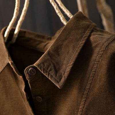 Buddha Stones Fall Solid Button Down Decorative Pocket Stand Collar Long Sleeve Women's Cotton Shirt - image 7