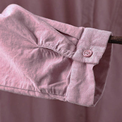 Buddha Stones Fall Solid Button Down Decorative Pocket Stand Collar Long Sleeve Women's Cotton Shirt - image 27