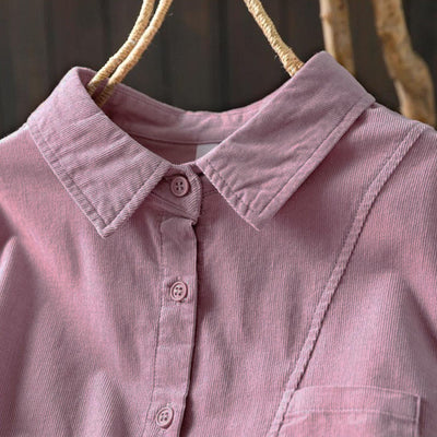 Buddha Stones Fall Solid Button Down Decorative Pocket Stand Collar Long Sleeve Women's Cotton Shirt - image 23