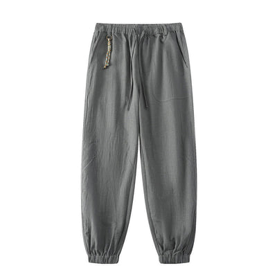 Buddha Stones Summer Ramie Linen Cotton Ankle-Length Elastic Cuffs Tapered Men's Pants With Pockets - Gray - US/UK/AU46，EU56 (5XL) - image 11