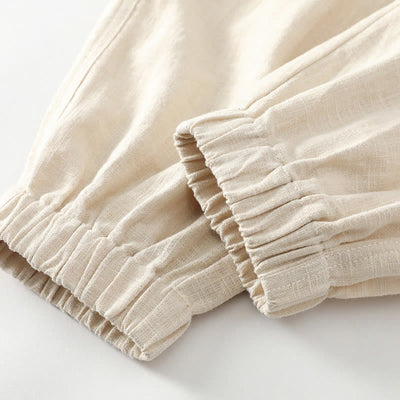 Buddha Stones Summer Ramie Linen Cotton Ankle-Length Elastic Cuffs Tapered Men's Pants With Pockets - image 9