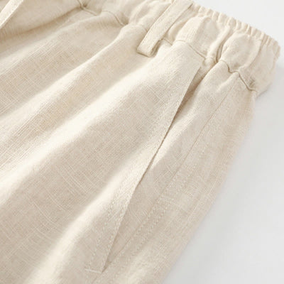 Buddha Stones Summer Ramie Linen Cotton Ankle-Length Elastic Cuffs Tapered Men's Pants With Pockets - image 4