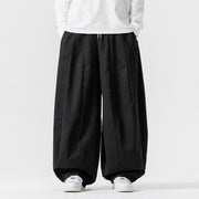 Foviel Fall Solid Color Cotton Elastic Waist Men's Harem Pants With Pockets