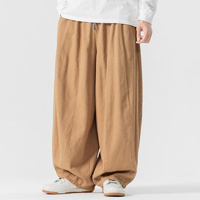 Buddha Stones Fall Solid Color Cotton Elastic Waist Men's Harem Pants With Pockets - image 12