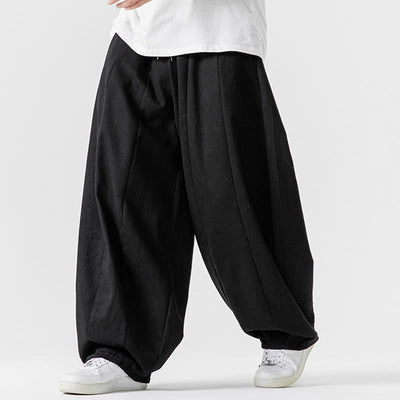 Buddha Stones Fall Solid Color Cotton Elastic Waist Men's Harem Pants With Pockets - image 41