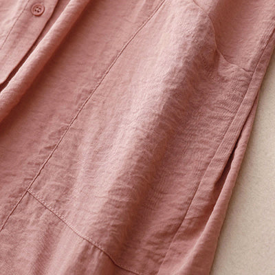 Buddha Stones Spring Fall Stand Collar Plain Long Sleeve Women's Cotton Polyester Shirt  - image 20