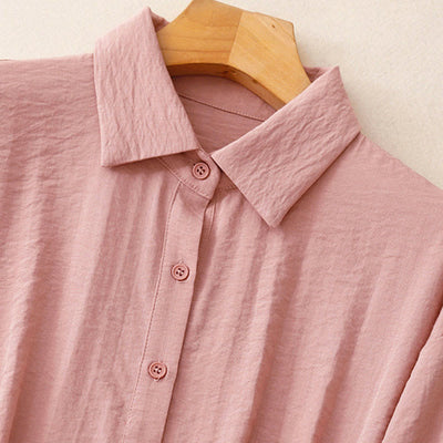 Buddha Stones Spring Fall Stand Collar Plain Long Sleeve Women's Cotton Polyester Shirt  - image 19
