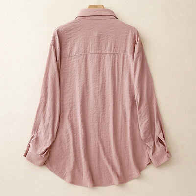Buddha Stones Spring Fall Stand Collar Plain Long Sleeve Women's Cotton Polyester Shirt  - image 15