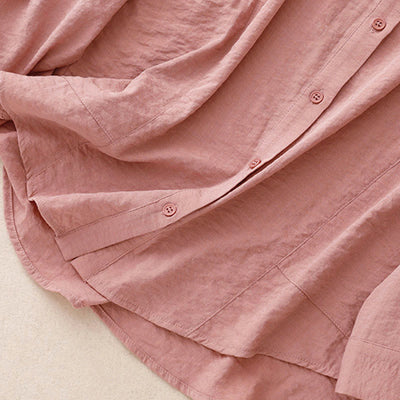 Buddha Stones Spring Fall Stand Collar Plain Long Sleeve Women's Cotton Polyester Shirt  - image 22