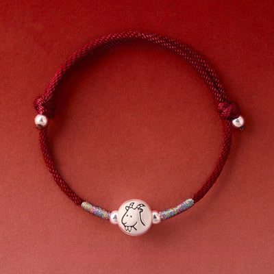 Buddha Stones Year of the Horse 999 Sterling Silver Red String Luck Bracelet - Goat DarkRed String(Wrist Circumference: 14-18 cm) - image 28