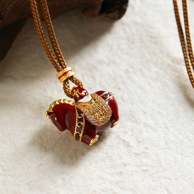 Buddha Stones Year Of The Horse Copper Balance Necklace Pendants - image 2